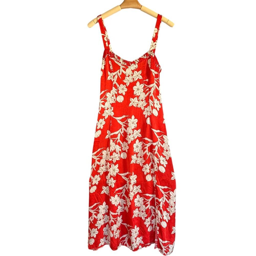 Zara Red & White Midi Dress Sleeveless Side Split Mermaidcore Bloomcore Size M
